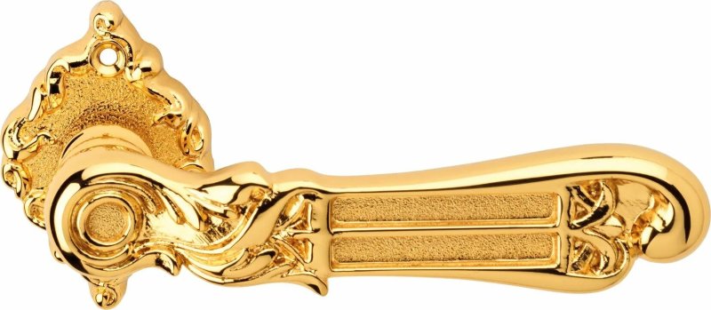 Дверная ручка на квадратной розетке золото 24k глянцевое