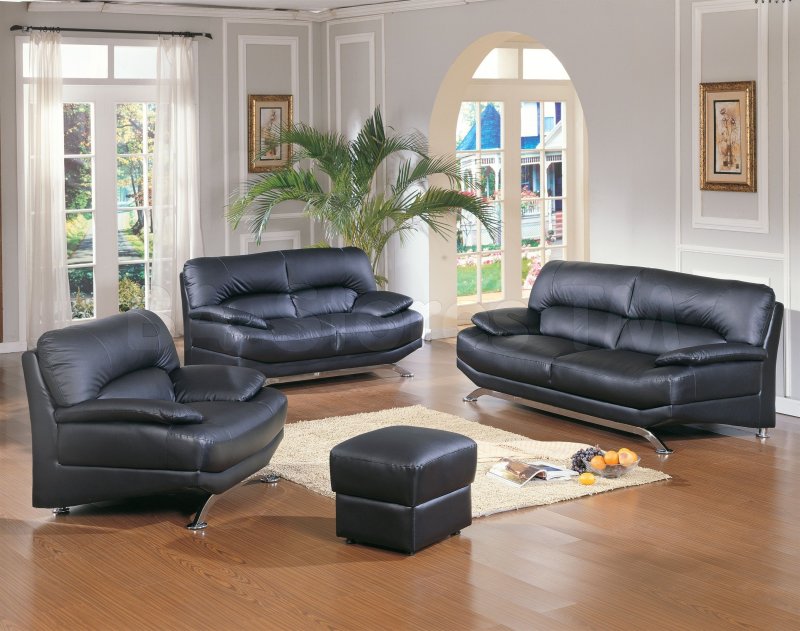 Black leather sofa