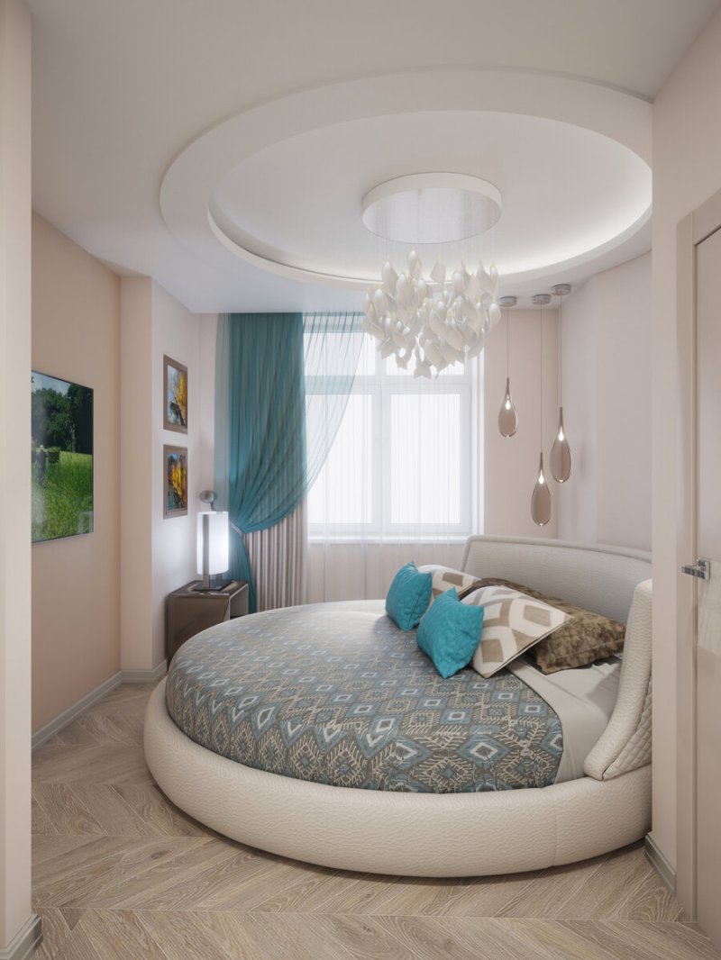 Спальня с круглой кроватью