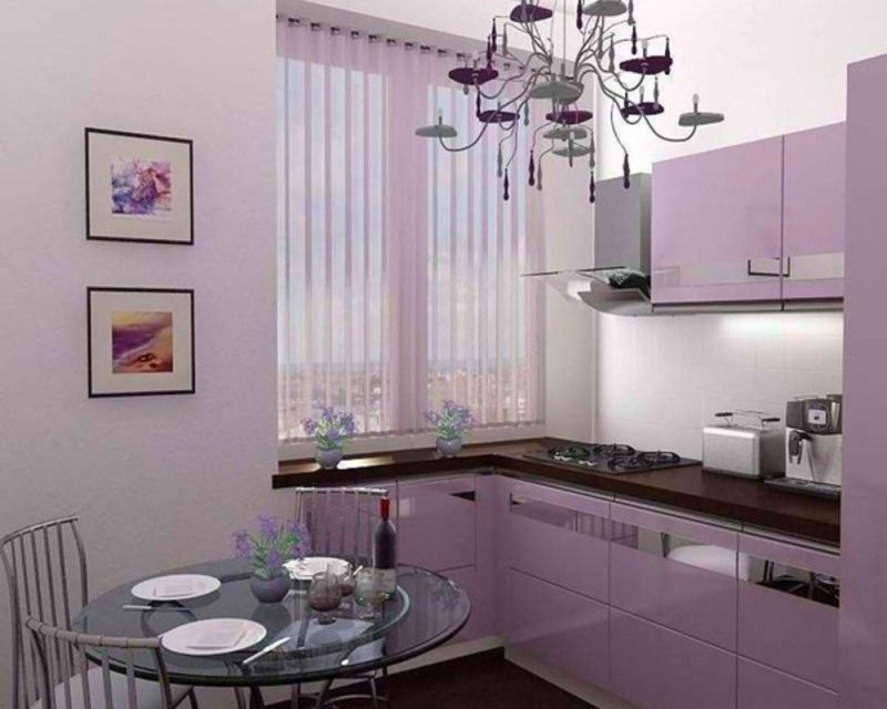 Фиолетовая кухня в интерьере