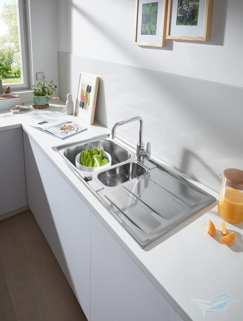Мойка grohe из нержавеющей стали с корзинчатым
