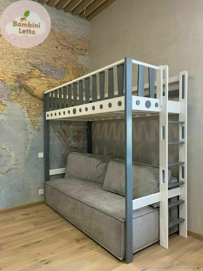 Кровать чердак с диваном
