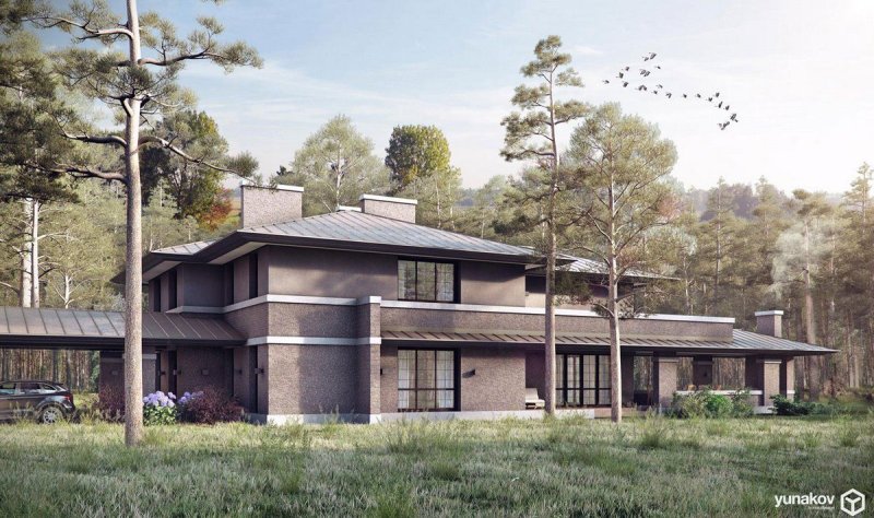 Дом в стиле райта от yunakov architecture design