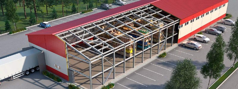 Производственное здание с абк из сэндвич панелей