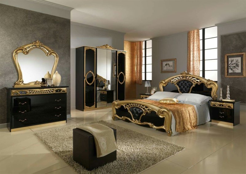 Спальня barocco black gold
