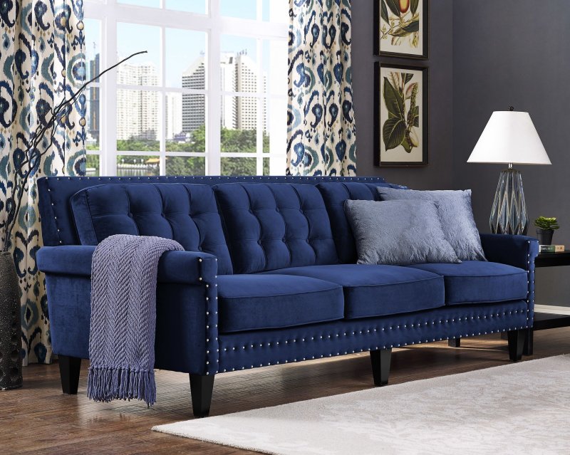 Диван линс velvet navy blue