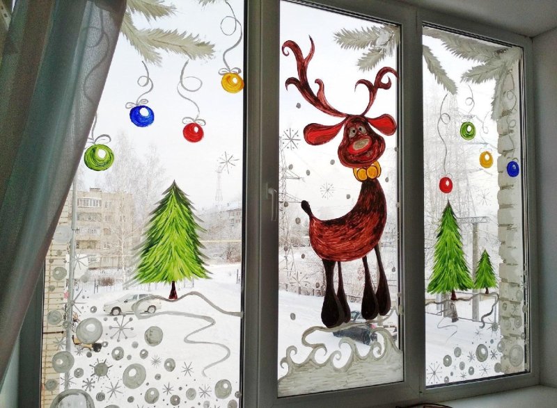 Рисунки на окнах