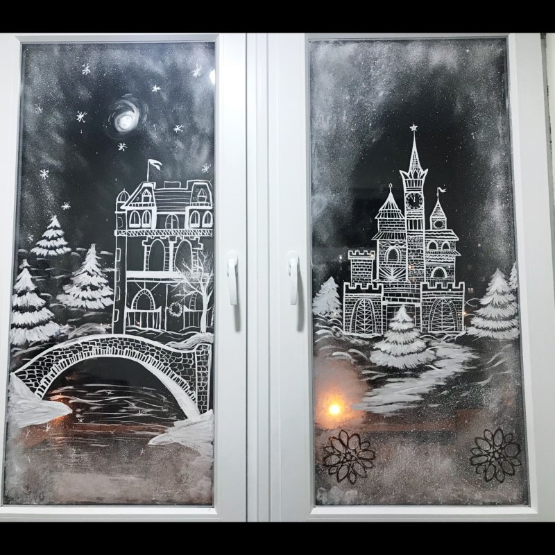 Рисунки на окнах