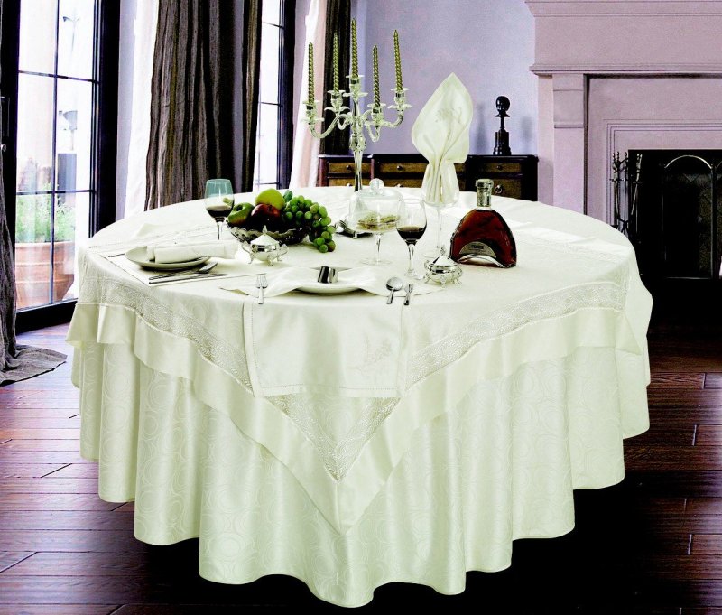 Скатерть jacquard tablecloth белая