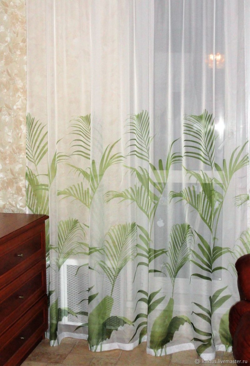 Тюль с листьями
