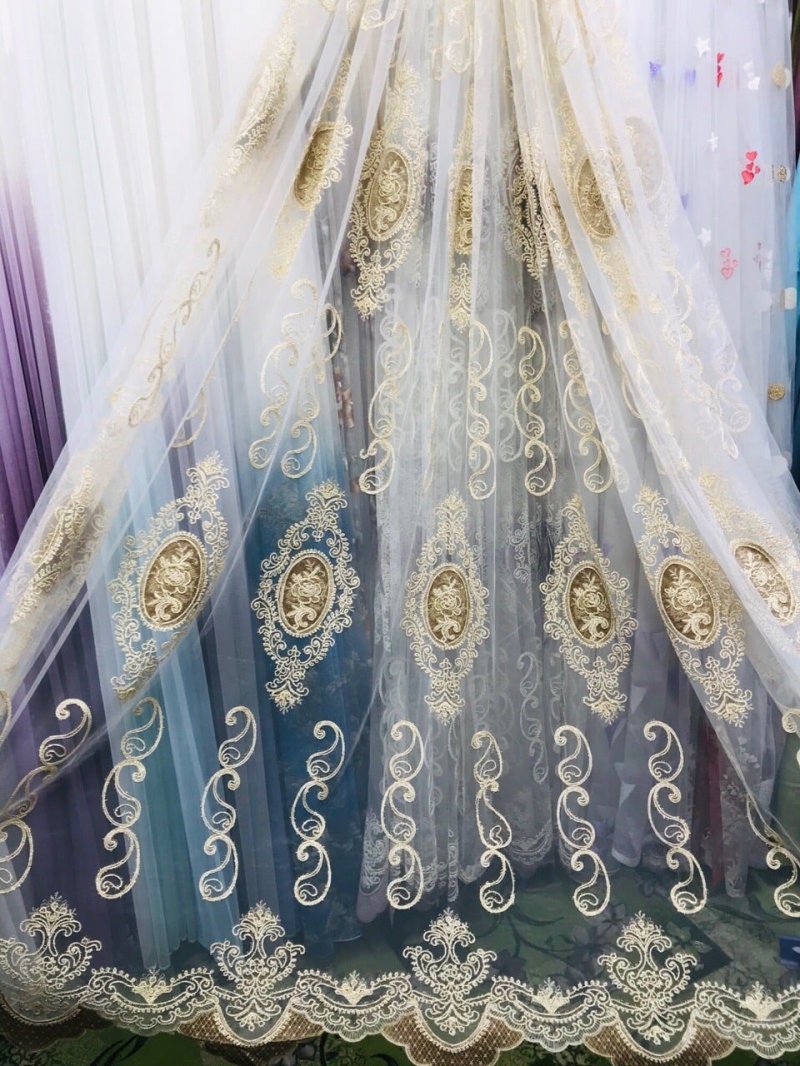 Тюль сетка арно золотой