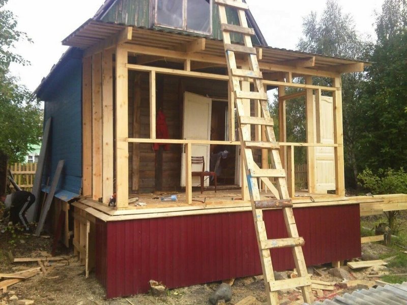 Пристройка к дачному дому каркасная