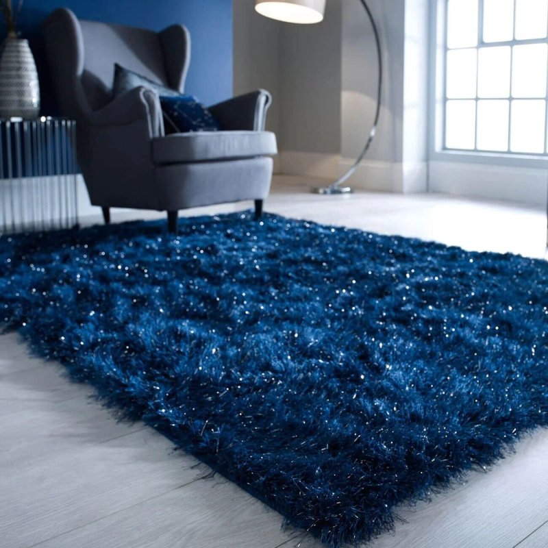 Ковер shaggy blue