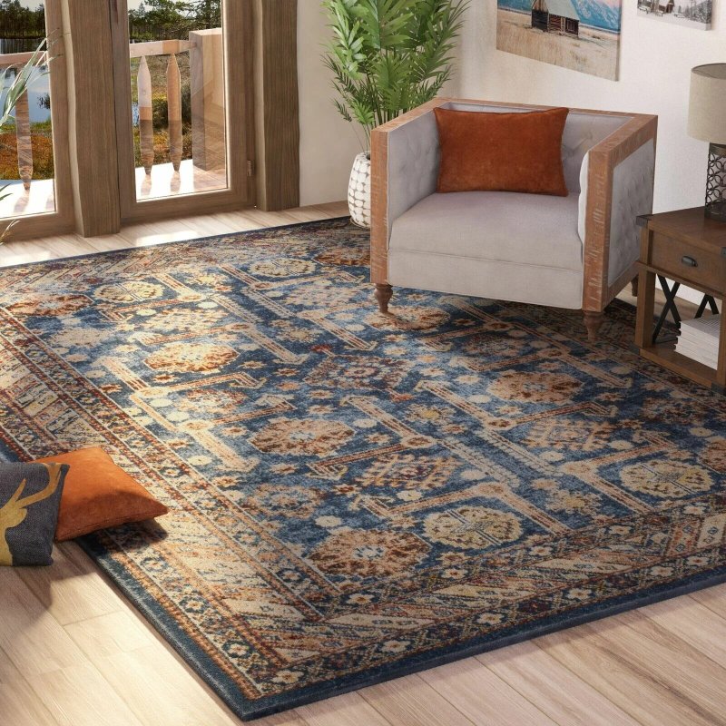Isanotski brownblue area rug
