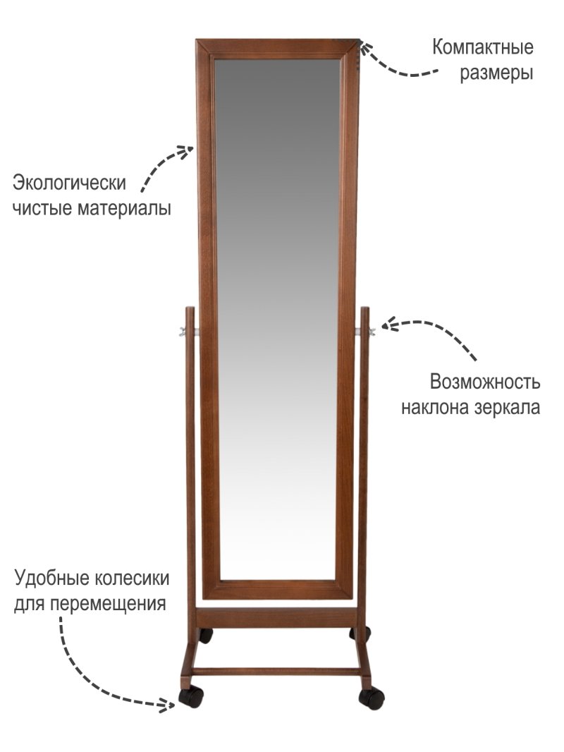 Зеркало напольное на колесиках