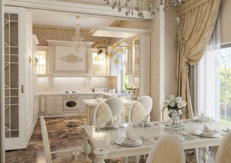 Стиль барокко в интерьере кухни