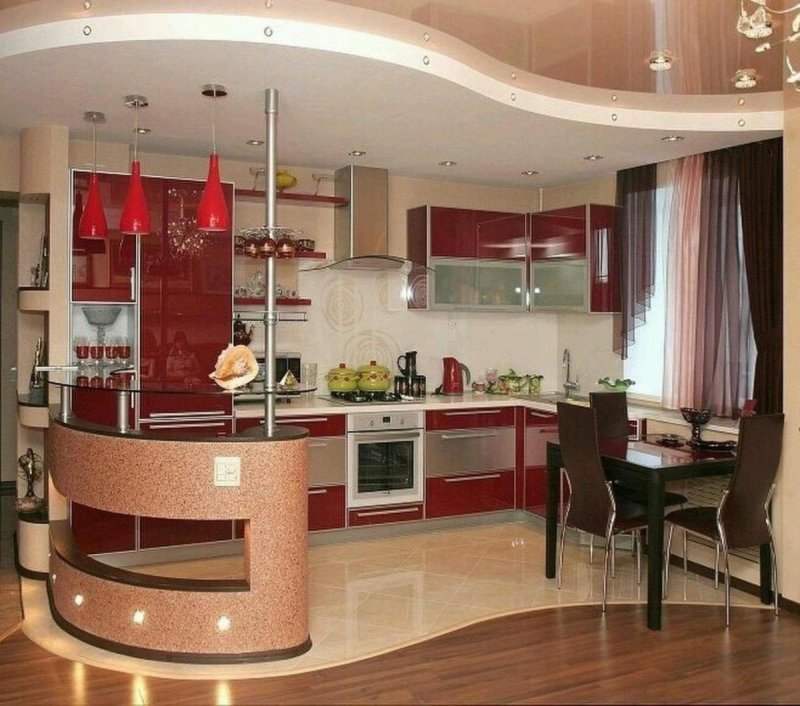 Кухня гостиная с барной стойкой