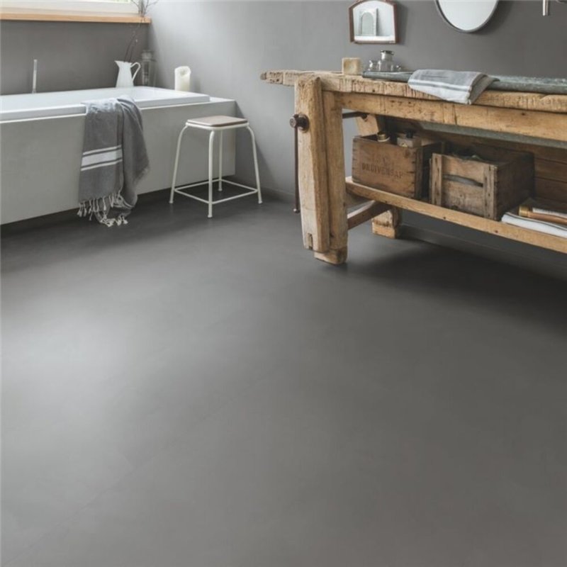 Кварцвиниловая плитка quick step ambient rigid click шлифованный бетон серый ramcl40140