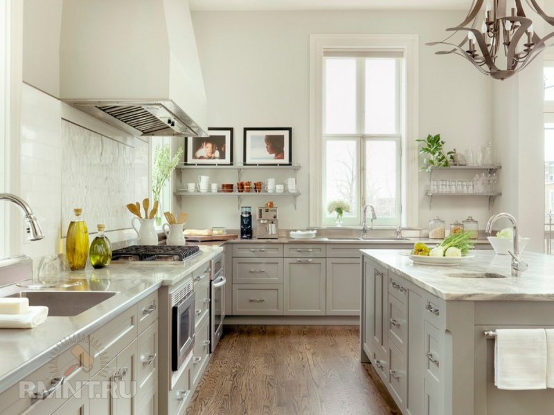 Светло серая кухня