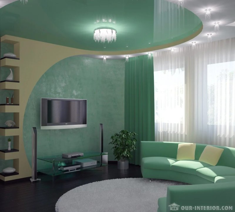 Натяжные потолки для зала в квартире
