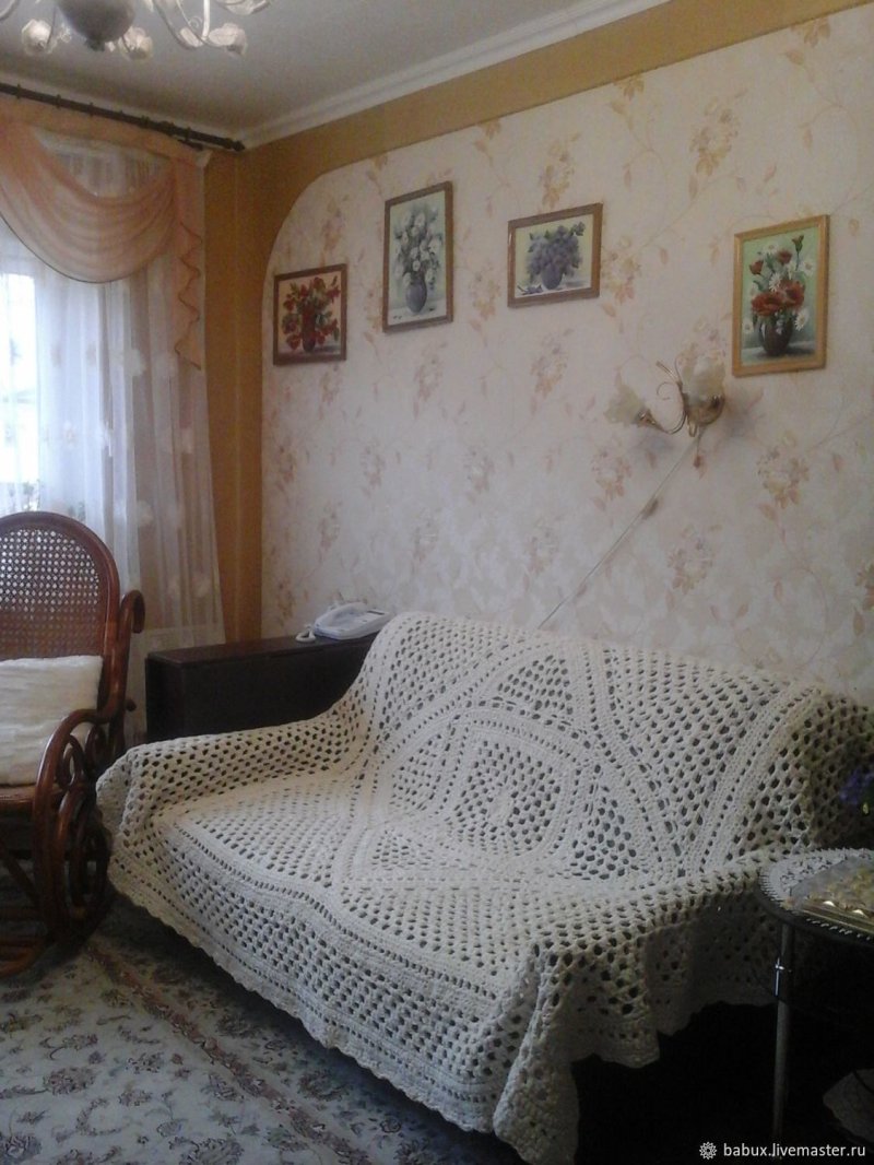 Плед на диван крючком