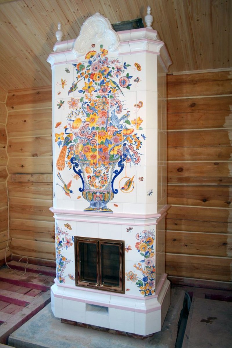 Печь голландка с изразцами