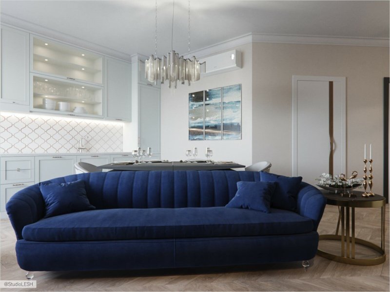 Диван линс velvet navy blue