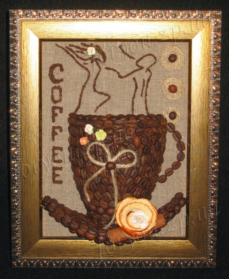 Панно из кофейных зерен