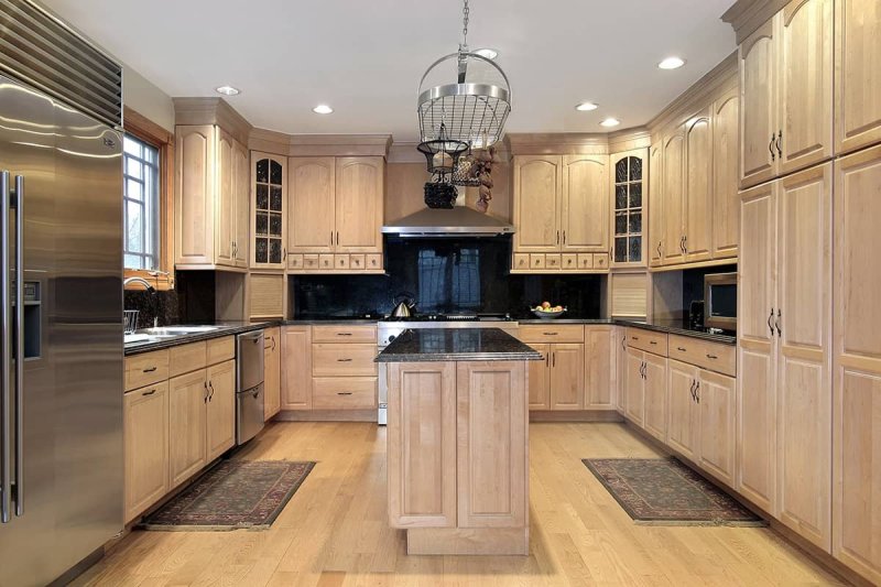 Wood kitchen cabinets