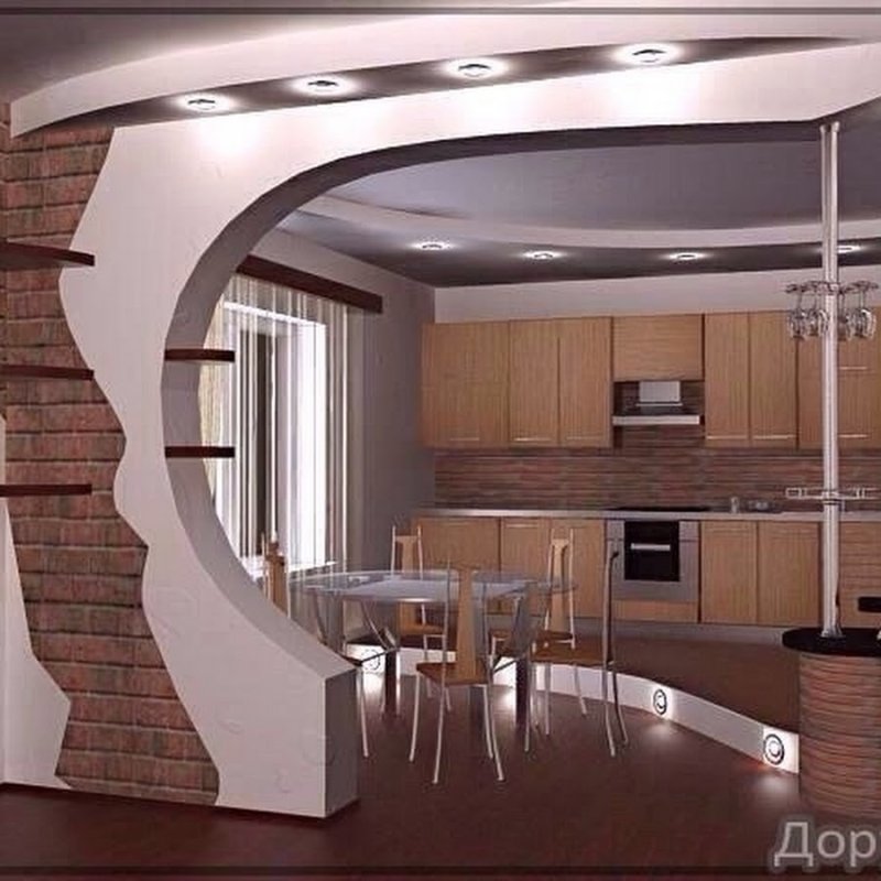 Кухня гостиная с аркой