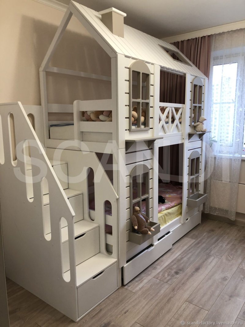 Двухъярусная кровать домик
