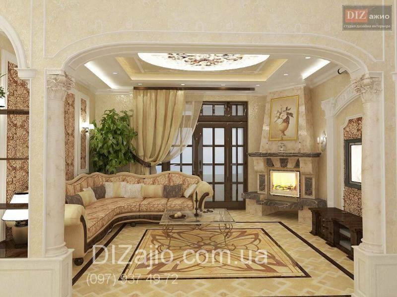 Интерьер гостиной в частном доме