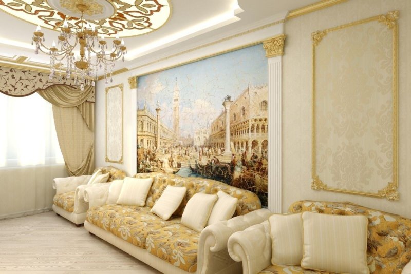 Фрески в интерьере гостиной