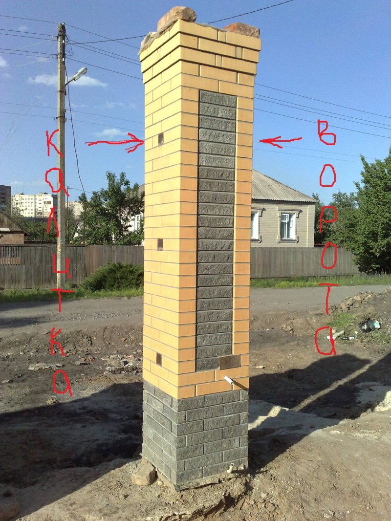 Столб из кирпича для забора