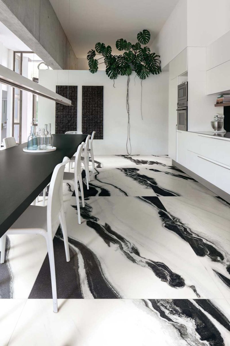 Керамогранит floor gres b and w marble wave