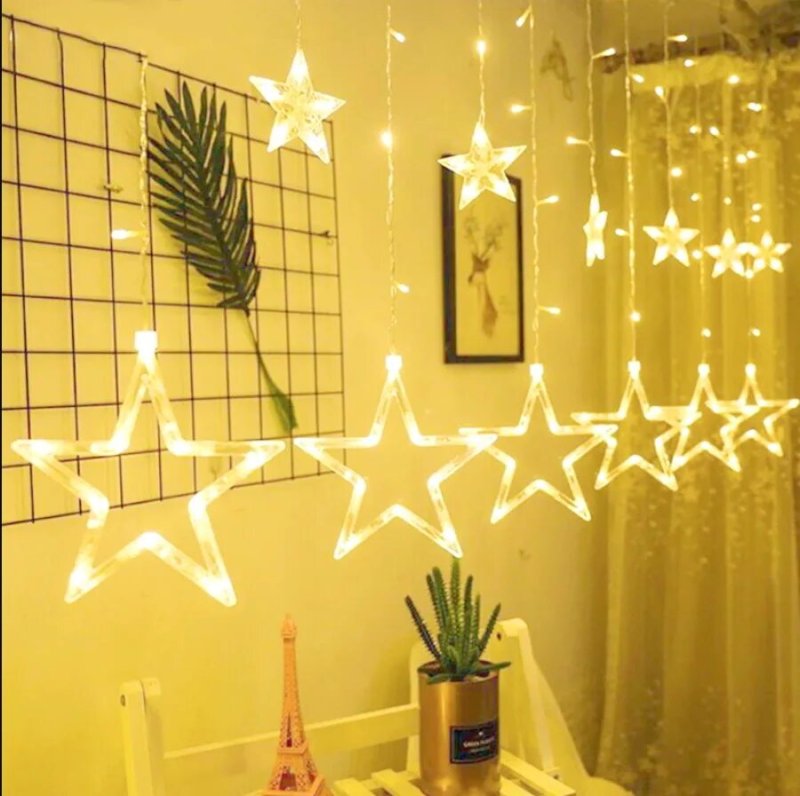 Гирлянда штора звезды led fivepointed