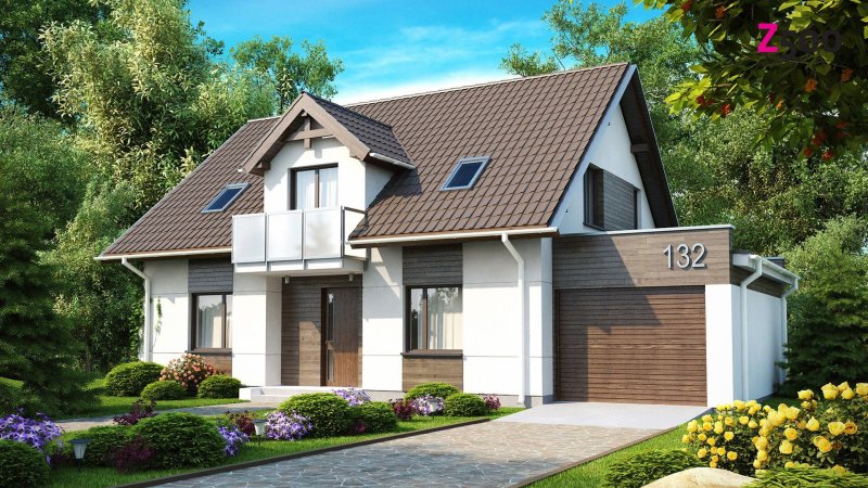 Дом с мансардой и террасой и гаражом 150 м 2