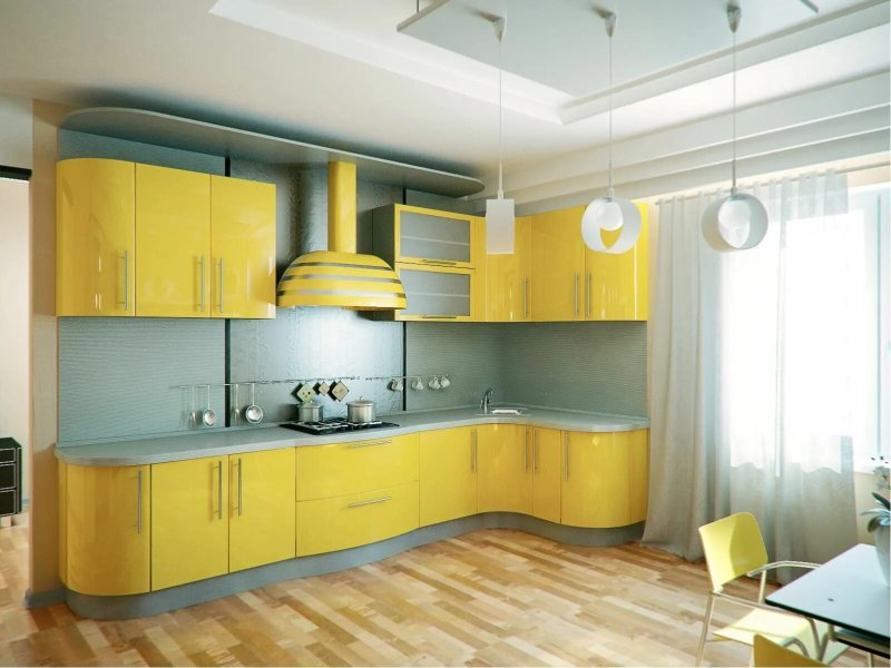 Кухня желтая