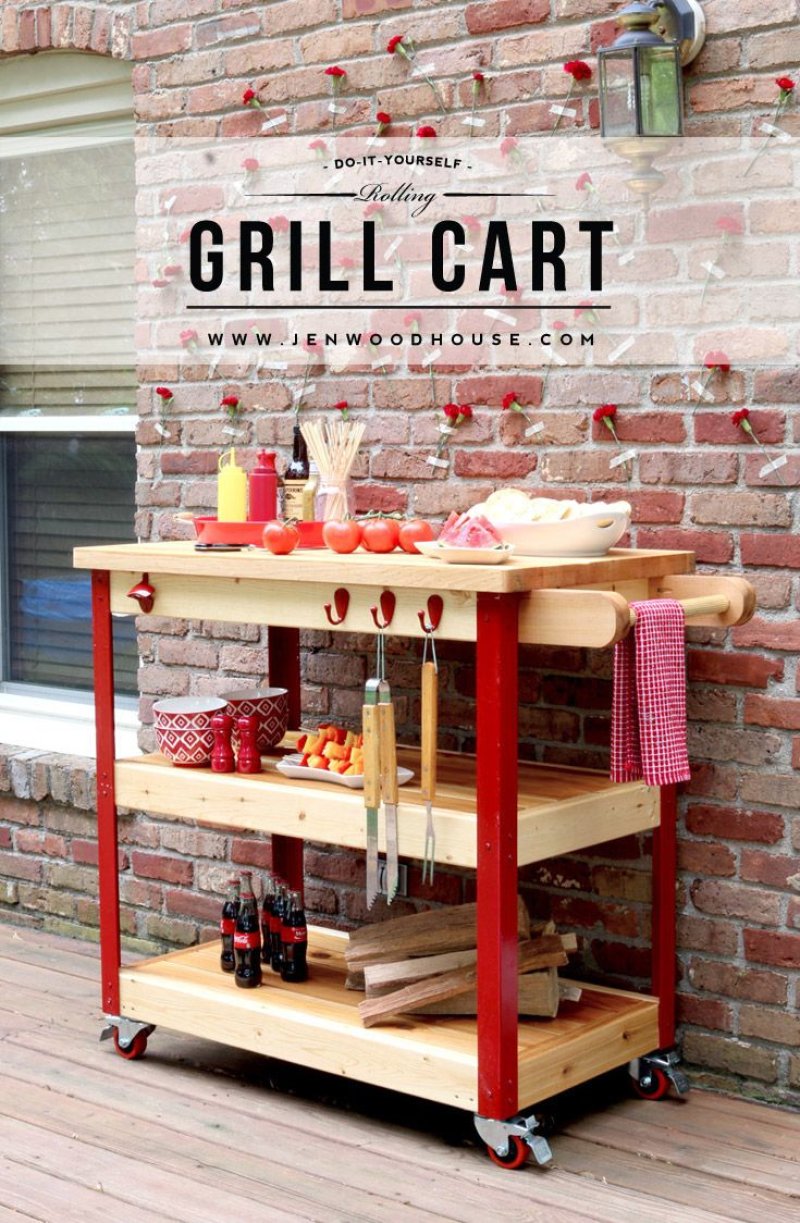 Outdoor grill cart