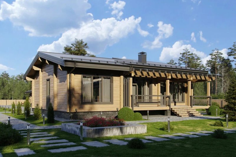 Одноэтажный дом 80 квм проект из клееного бруса