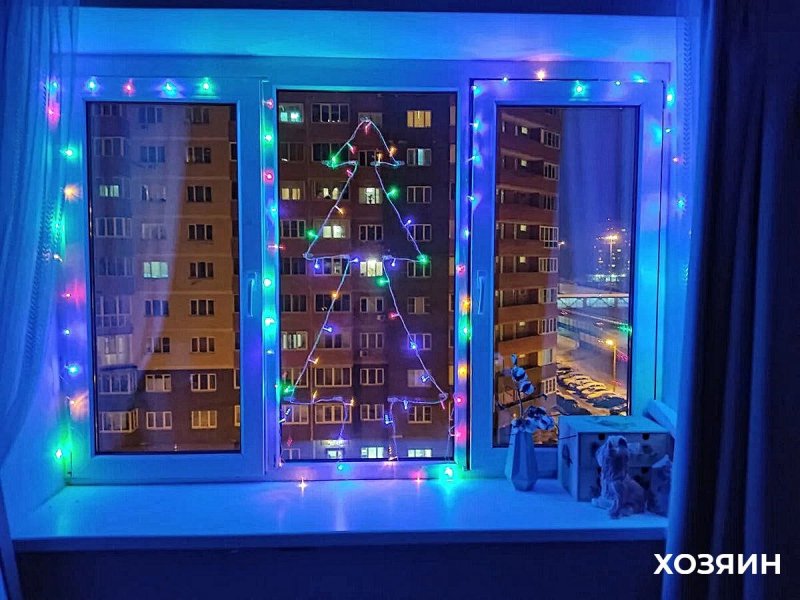 Электрогирлянда интерьерная штора светодиодная