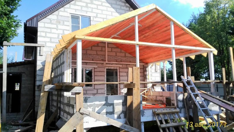 Веранда к дому из пеноблоков