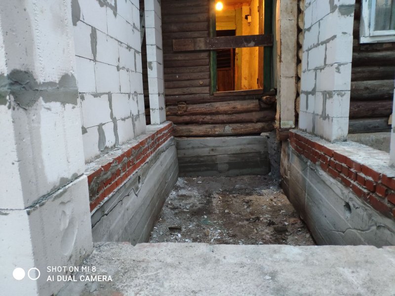 Пристрой к деревянному дому из пеноблоков
