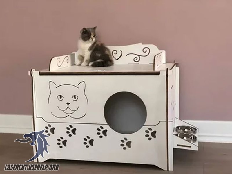 Фанерный домик для кошки