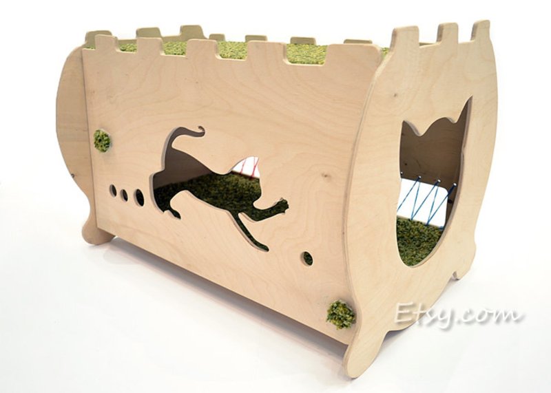 Кошачий дом из фанеры