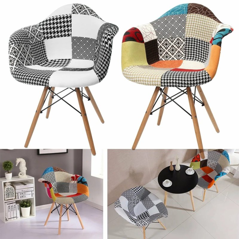 Кресло eames dsw обивка тканевая в стиле пэчворк