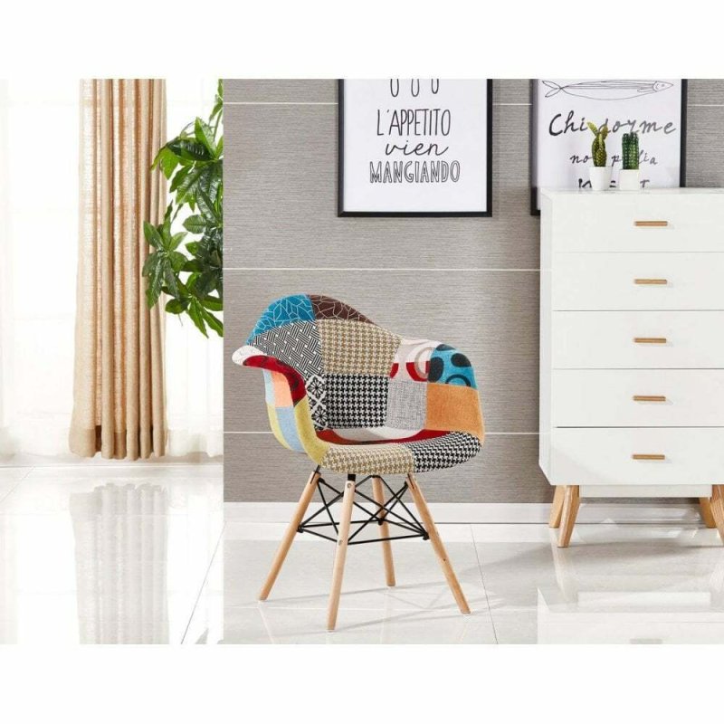 Кресло eames dsw обивка тканевая в стиле пэчворк