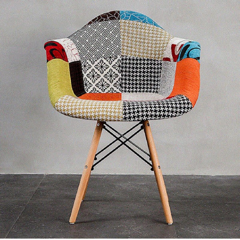 Кресло eames dsw обивка тканевая в стиле пэчворк