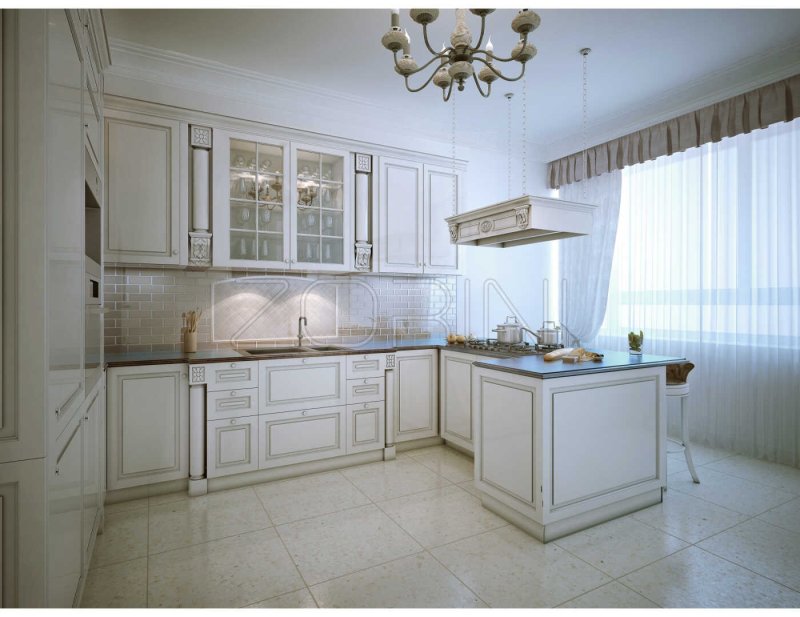 Белая кухня в классическом стиле