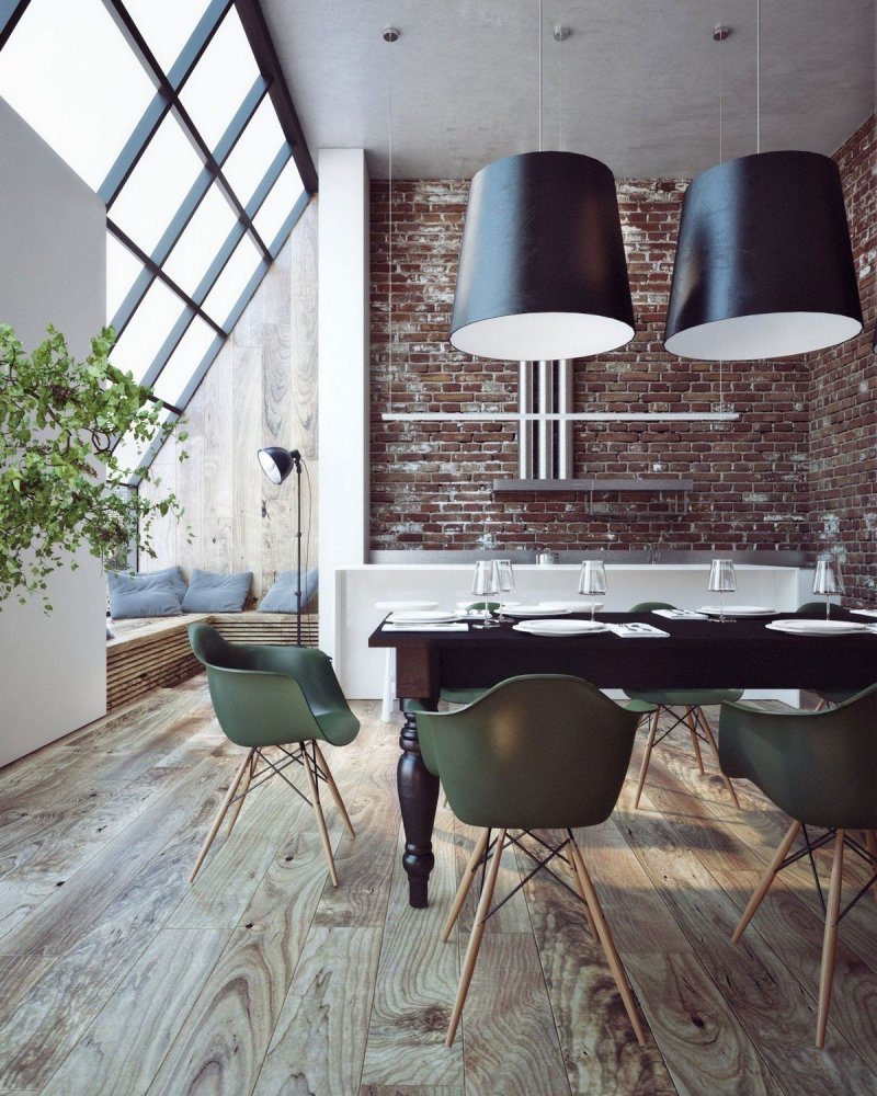 Стул eames в интерьере лофт